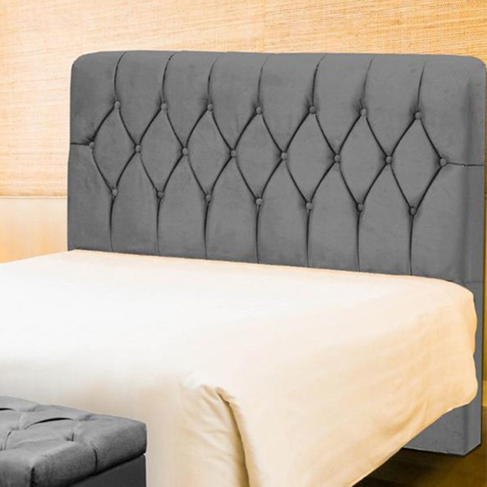 Cabeceira de Cama Box Casal 195cm Istambul Suede Cinza - DS Estofados