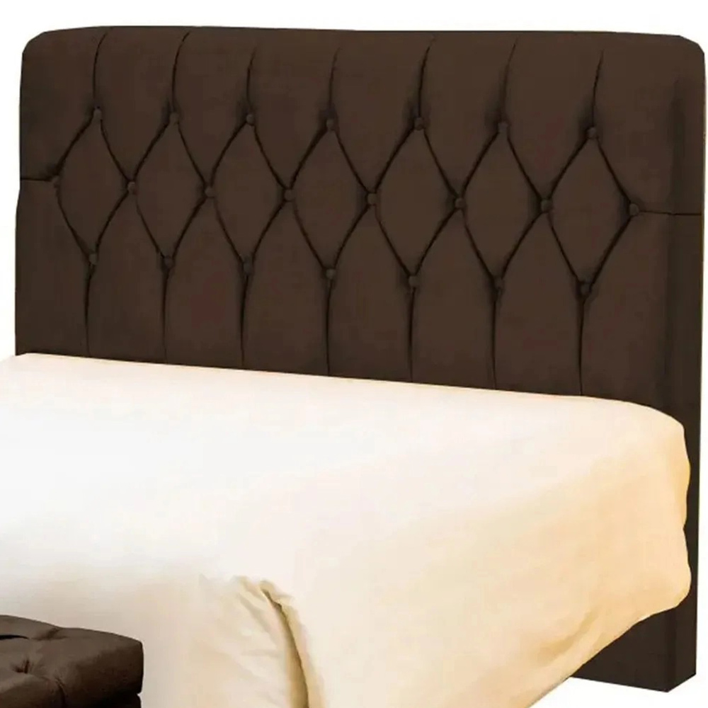 Cabeceira de Cama Box Casal 195cm Istambul Suede Marrom - DS Estofados
