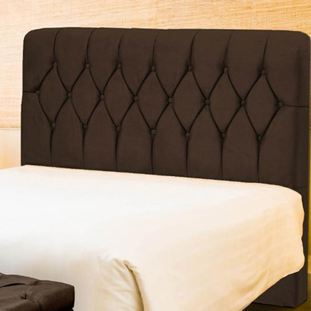 Cabeceira de Cama Box Casal 195cm Istambul Suede Marrom - DS Estofados