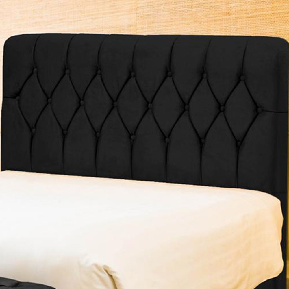 Cabeceira de Cama Box Casal 90cm Istambul Suede Preto - DS Estofados
