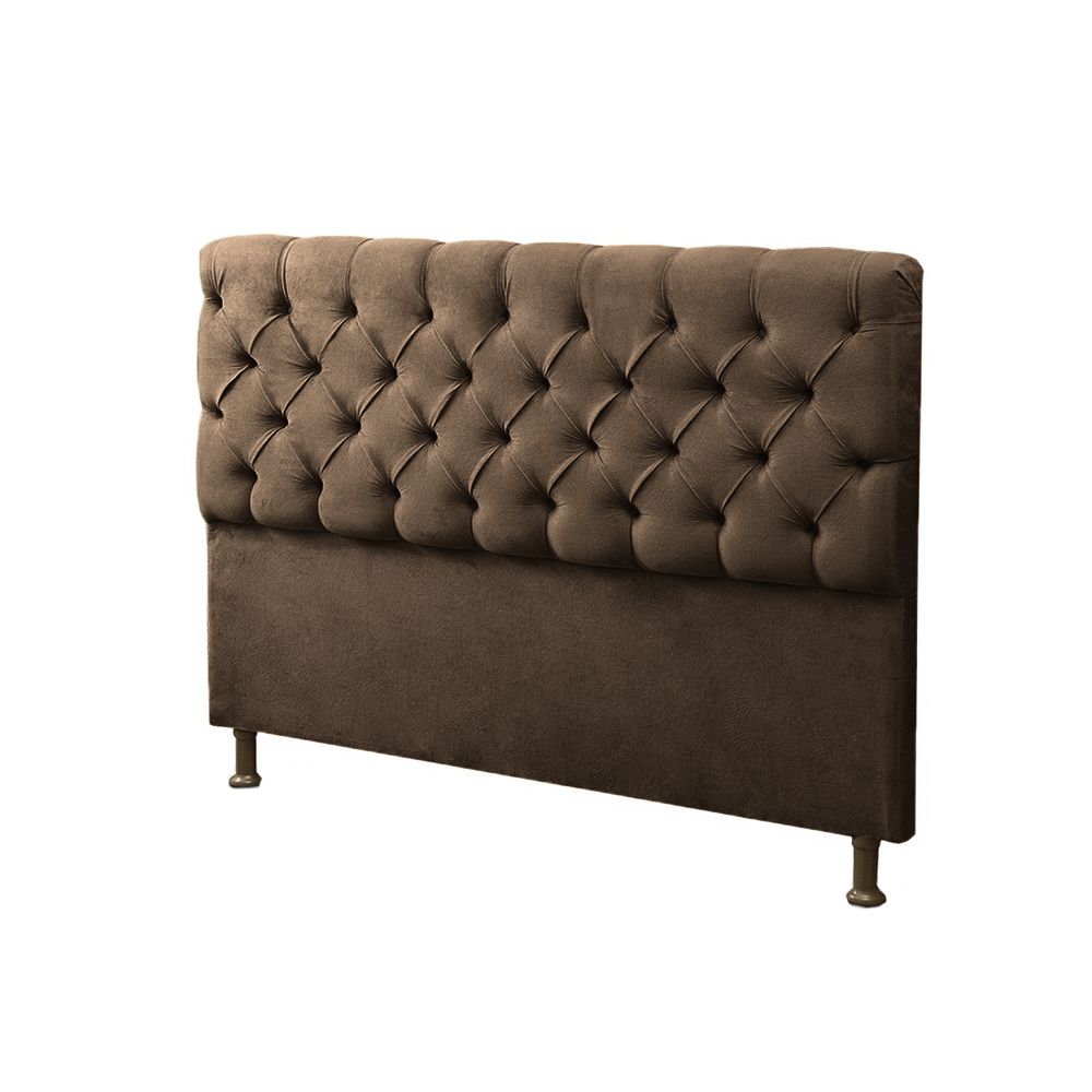 Cabeceira e Calçadeira Baú Casal 140cm Para Cama Box Sofia Suede Marrom - DS Móveis