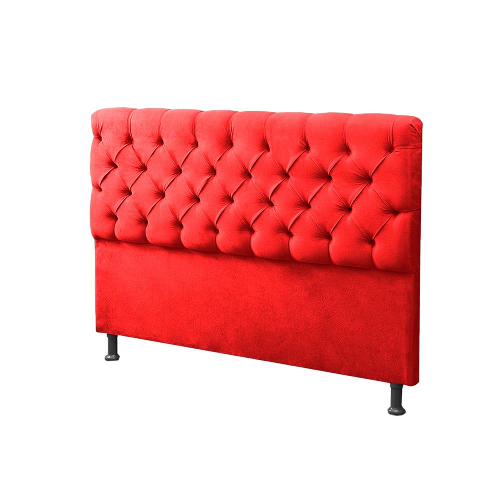 Cabeceira e Calçadeira Baú Casal 140cm Para Cama Box Sofia Suede Vermelho - DS Móveis