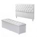 Cabeceira e Calçadeira Baú Solteiro 90cm Para Cama Box Sofia Corino Branco - DS Móveis