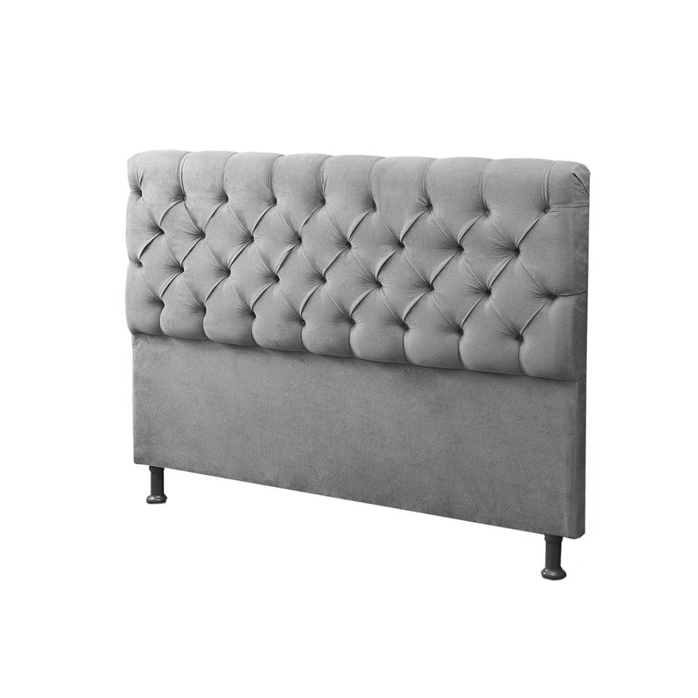 Cabeceira e Calçadeira Baú Solteiro 90cm Para Cama Box Sofia Suede Cinza - DS Móveis
