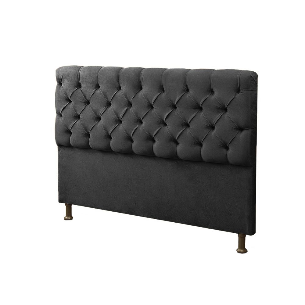 Cabeceira e Calçadeira Baú Solteiro 90cm Para Cama Box Sofia Suede Preto - DS Móveis