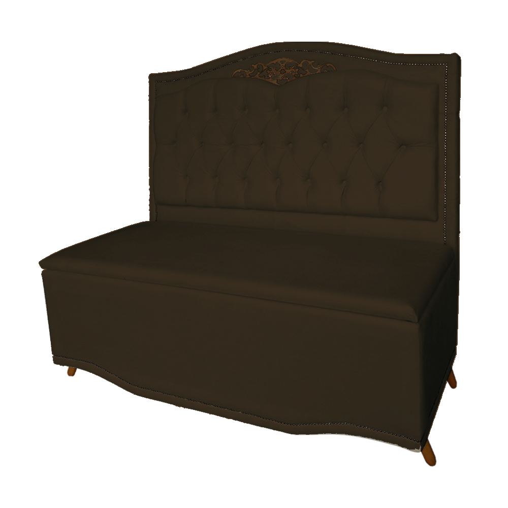 Cabeceira mais Calçadeira Casal 140cm Para Cama Box Greta Suede Marrom - DS Estofados
