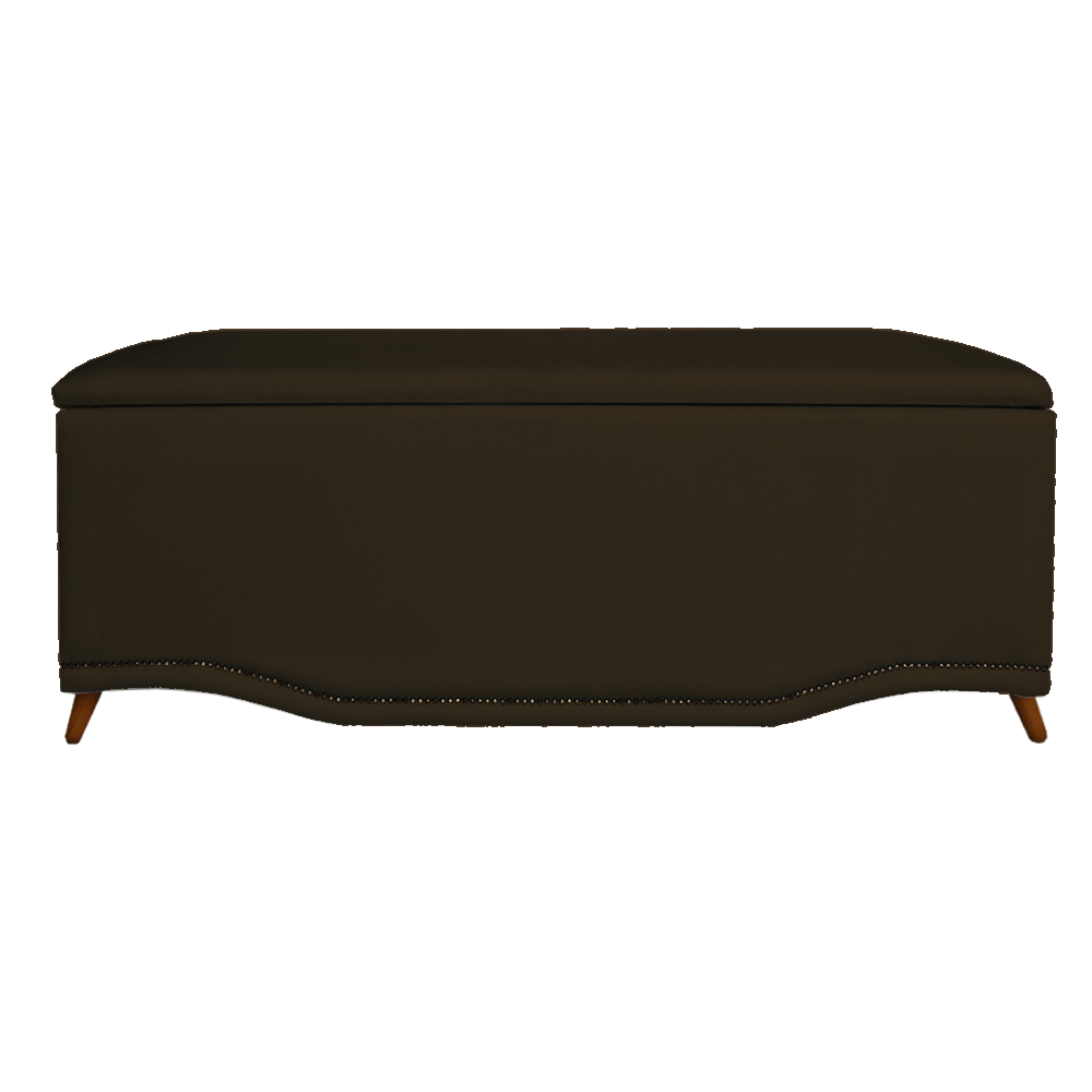 Cabeceira mais Calçadeira Casal 140cm Para Cama Box Greta Suede Marrom - DS Estofados