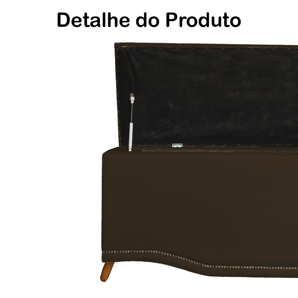 Cabeceira mais Calçadeira Casal 140cm Para Cama Box Greta Suede Marrom - DS Estofados