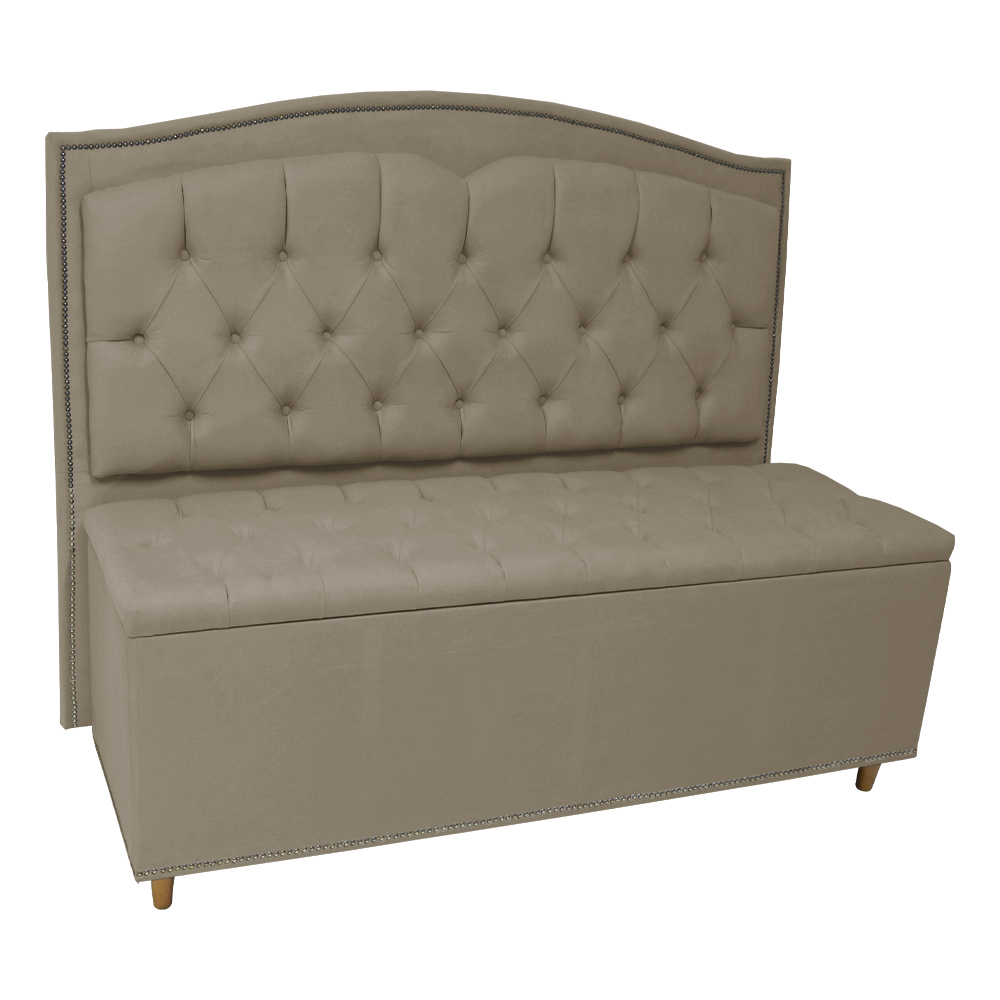 Cabeceira mais Calçadeira Casal King 195cm Para Cama Box Diana Suede Capuccino - Dellas Store