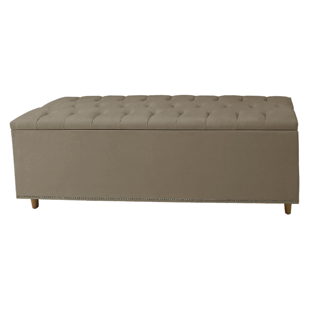Cabeceira mais Calçadeira Casal King 195cm Para Cama Box Diana Suede Capuccino - Dellas Store
