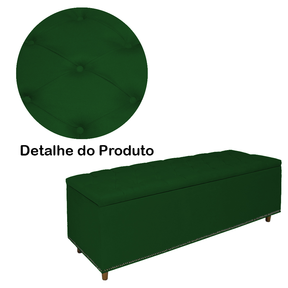 Cabeceira mais Calçadeira Casal King 195cm Para Cama Box Diana Suede Verde - Dellas Store