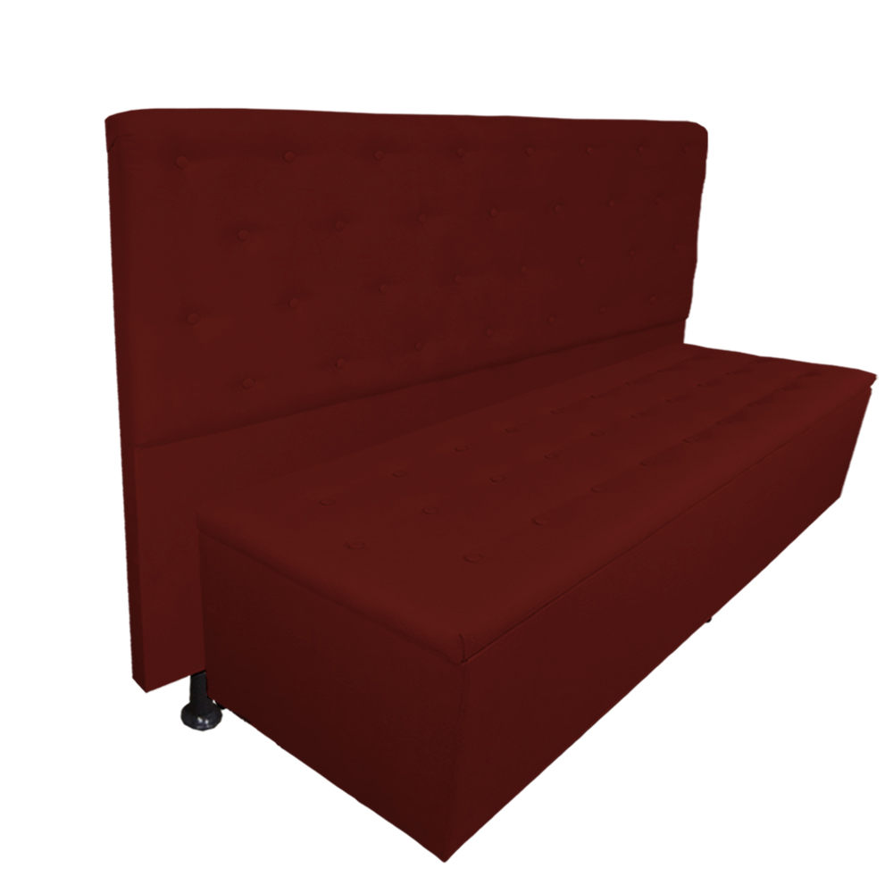Cabeceira mais Calçadeira Casal King Juliana 190cm Para Cama Box Suede Bordô - DS Estofados