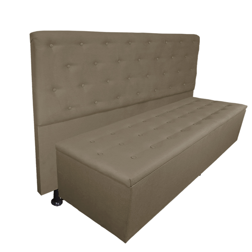 Cabeceira mais Calçadeira Casal King Juliana 190cm Para Cama Box Suede Capuccino - DS Estofados