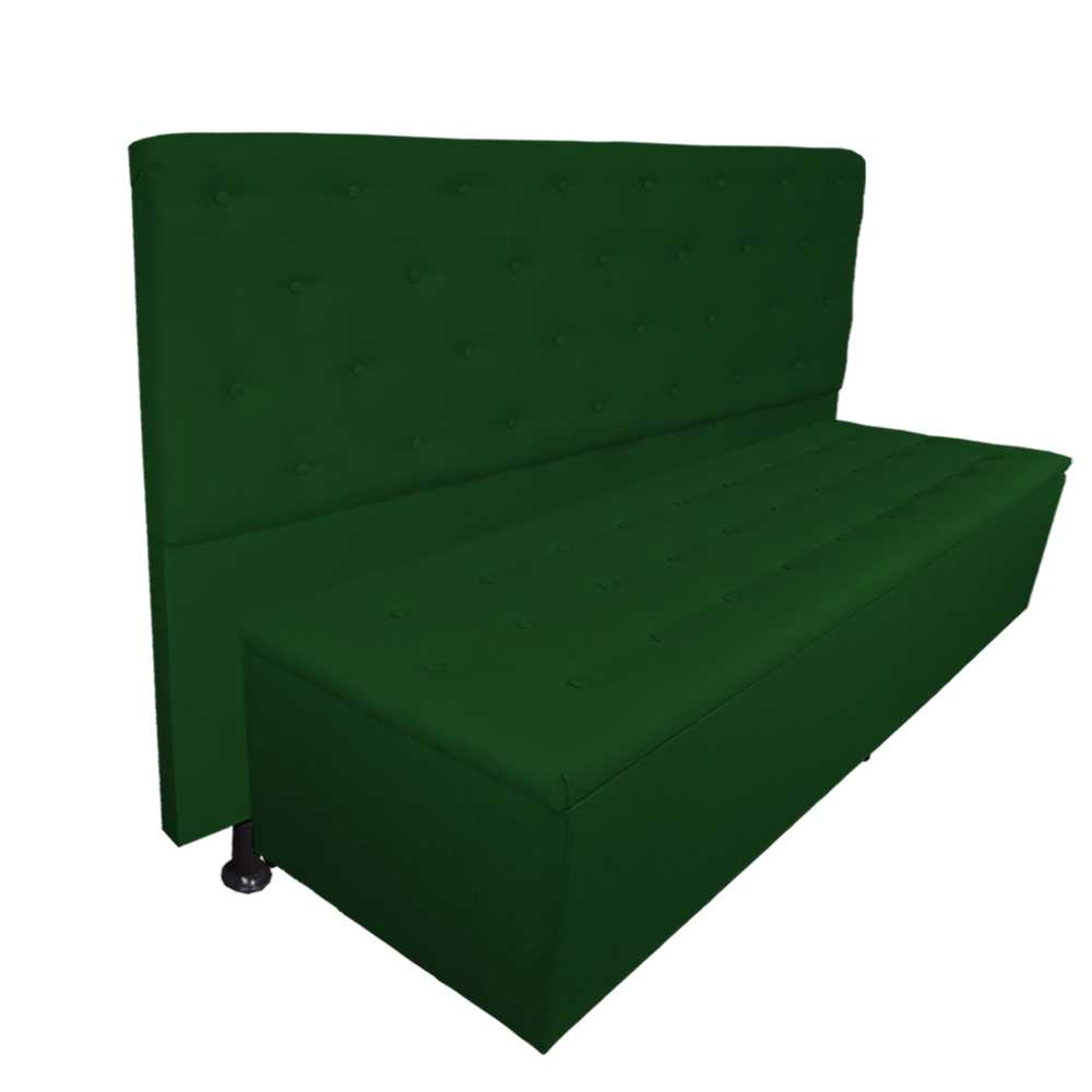 Cabeceira mais Calçadeira Casal King Juliana 190cm Para Cama Box Suede Verde - DS Estofados