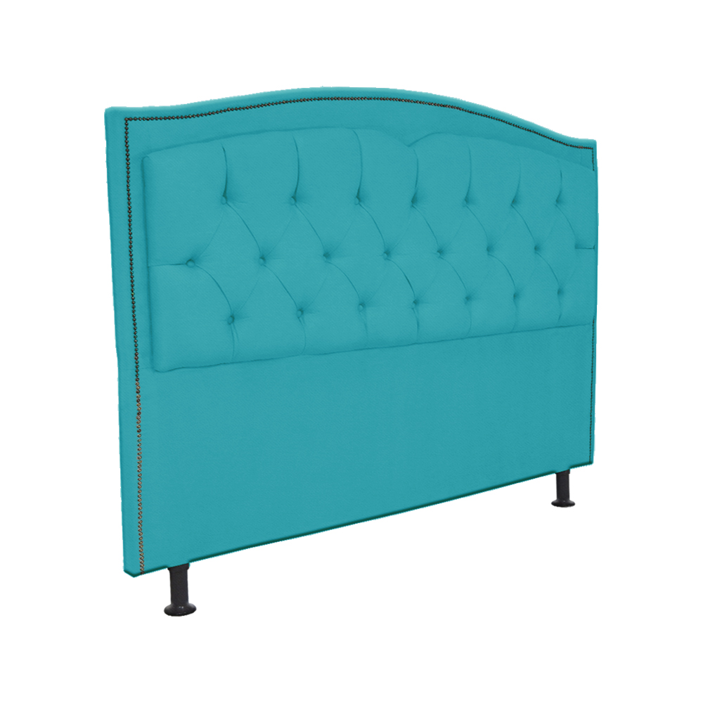 Cabeceira mais Calçadeira Casal Queen 160cm Para Cama Box Diana Suede Azul Turquesa - Dellas Store