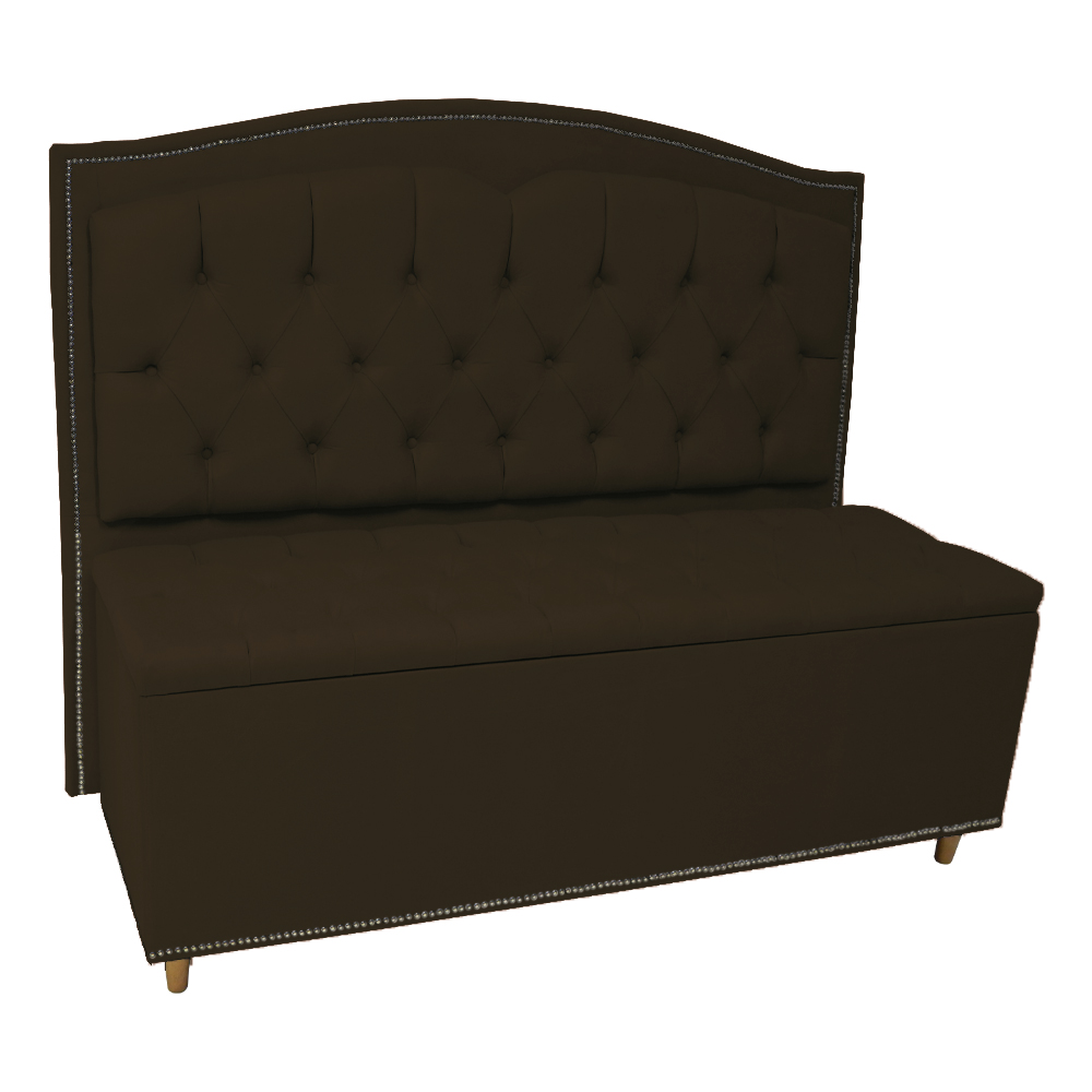 Cabeceira mais Calçadeira Casal Queen 160cm Para Cama Box Diana Suede Marrom - Dellas Store