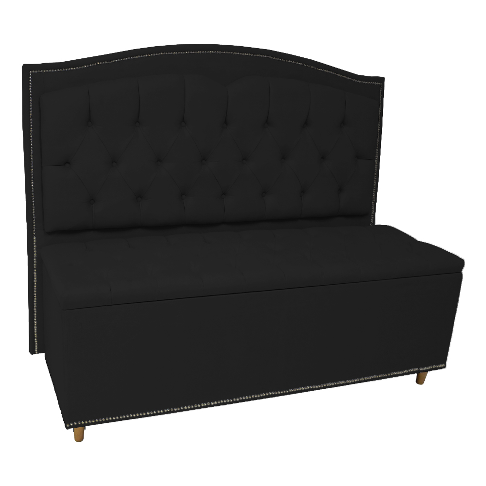 Cabeceira mais Calçadeira Casal Queen 160cm Para Cama Box Diana Suede Preto - Dellas Store