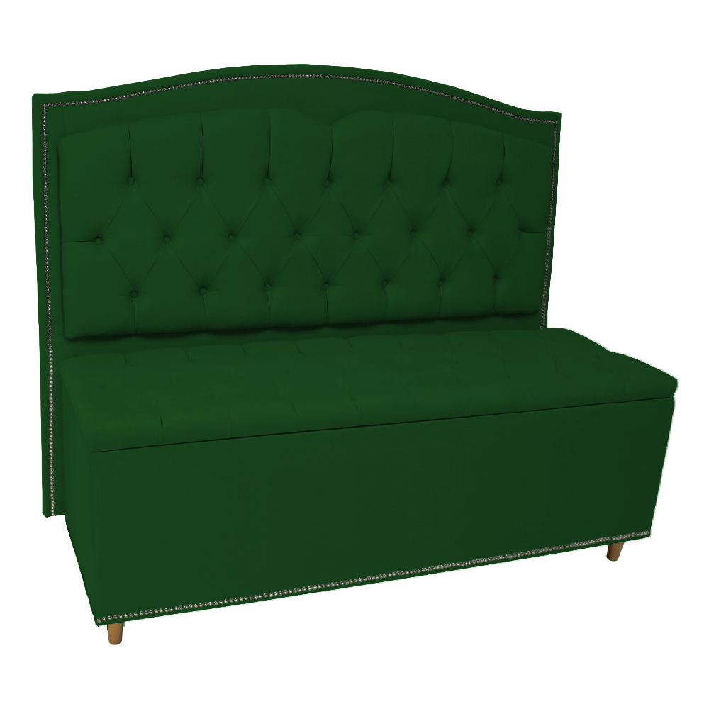 Cabeceira mais Calçadeira Casal Queen 160cm Para Cama Box Diana Suede Verde - Dellas Store