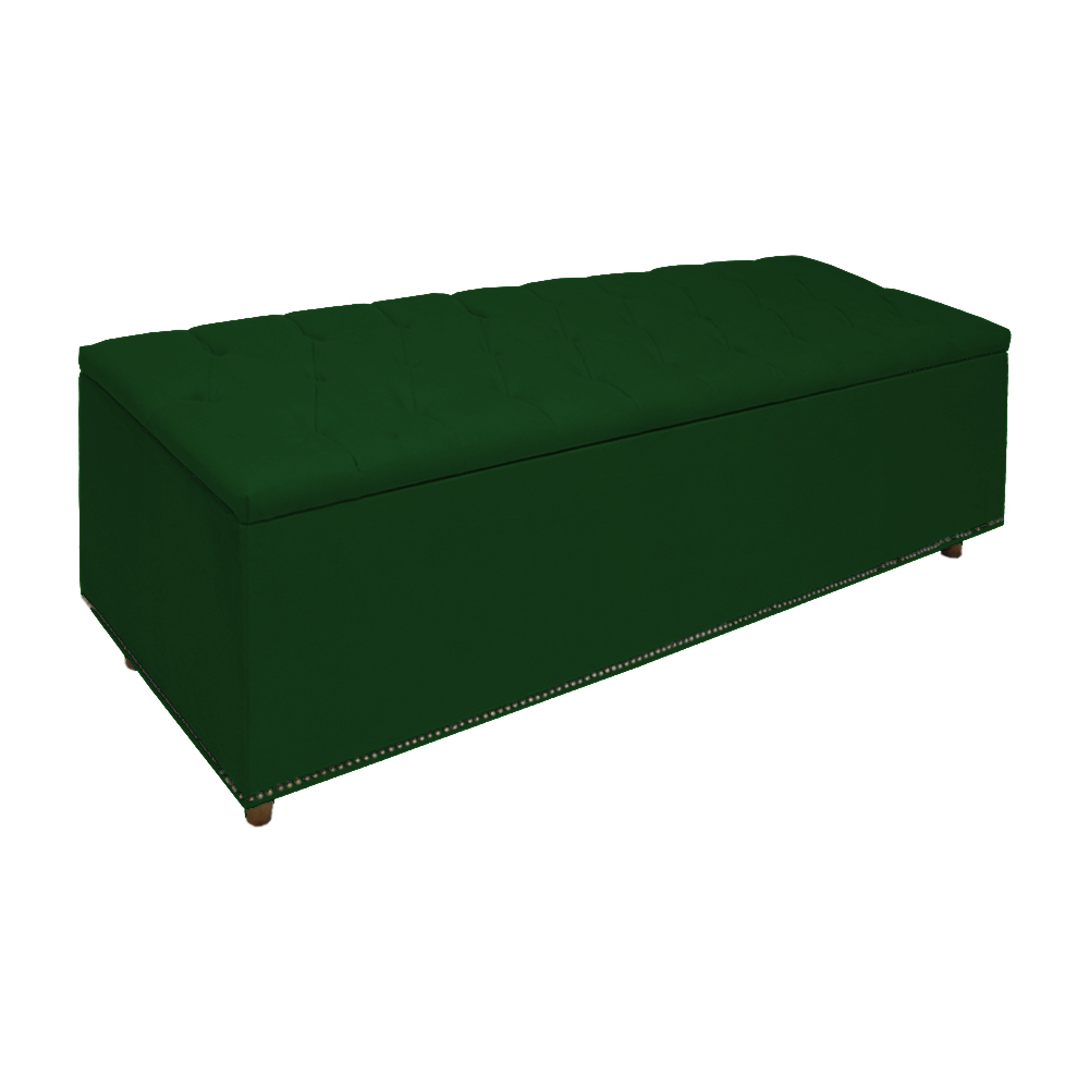 Cabeceira mais Calçadeira Casal Queen 160cm Para Cama Box Diana Suede Verde - Dellas Store
