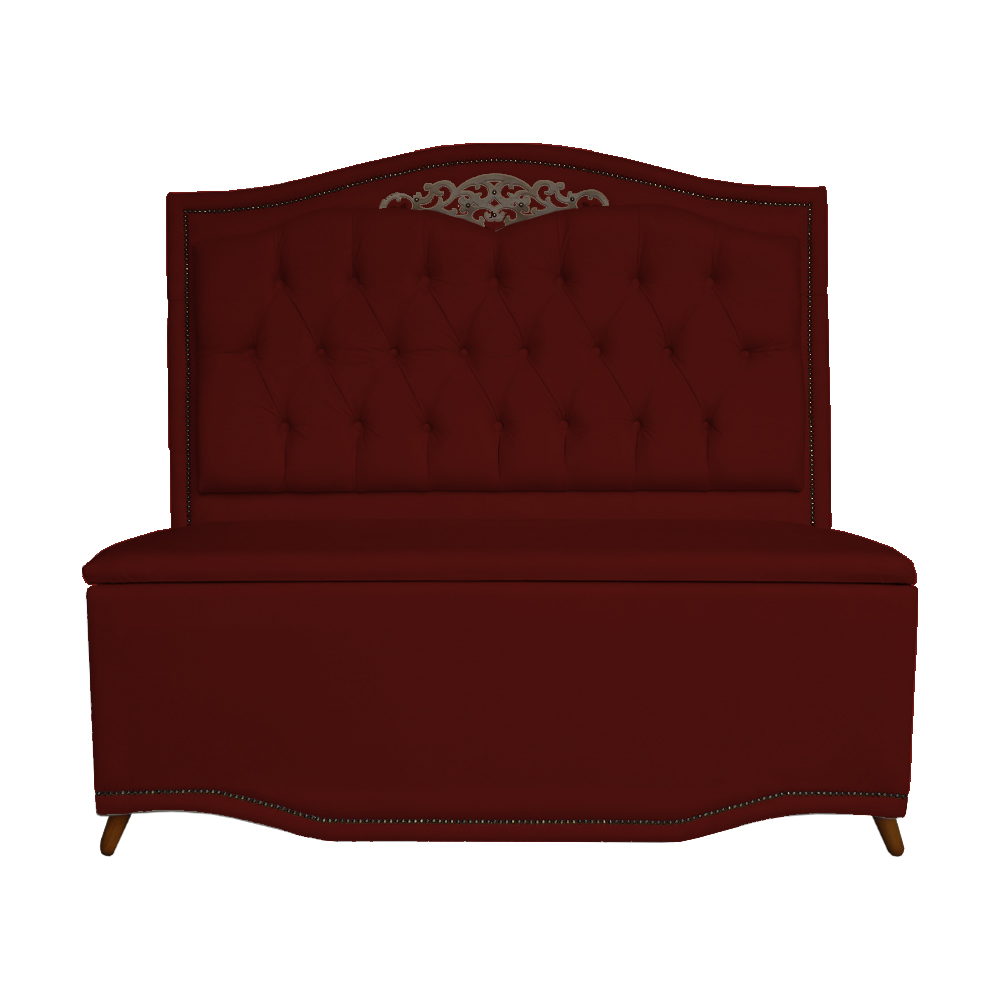 Cabeceira mais Calçadeira Casal Queen 160cm Para Cama Box Greta Suede Bordô - DS Estofados