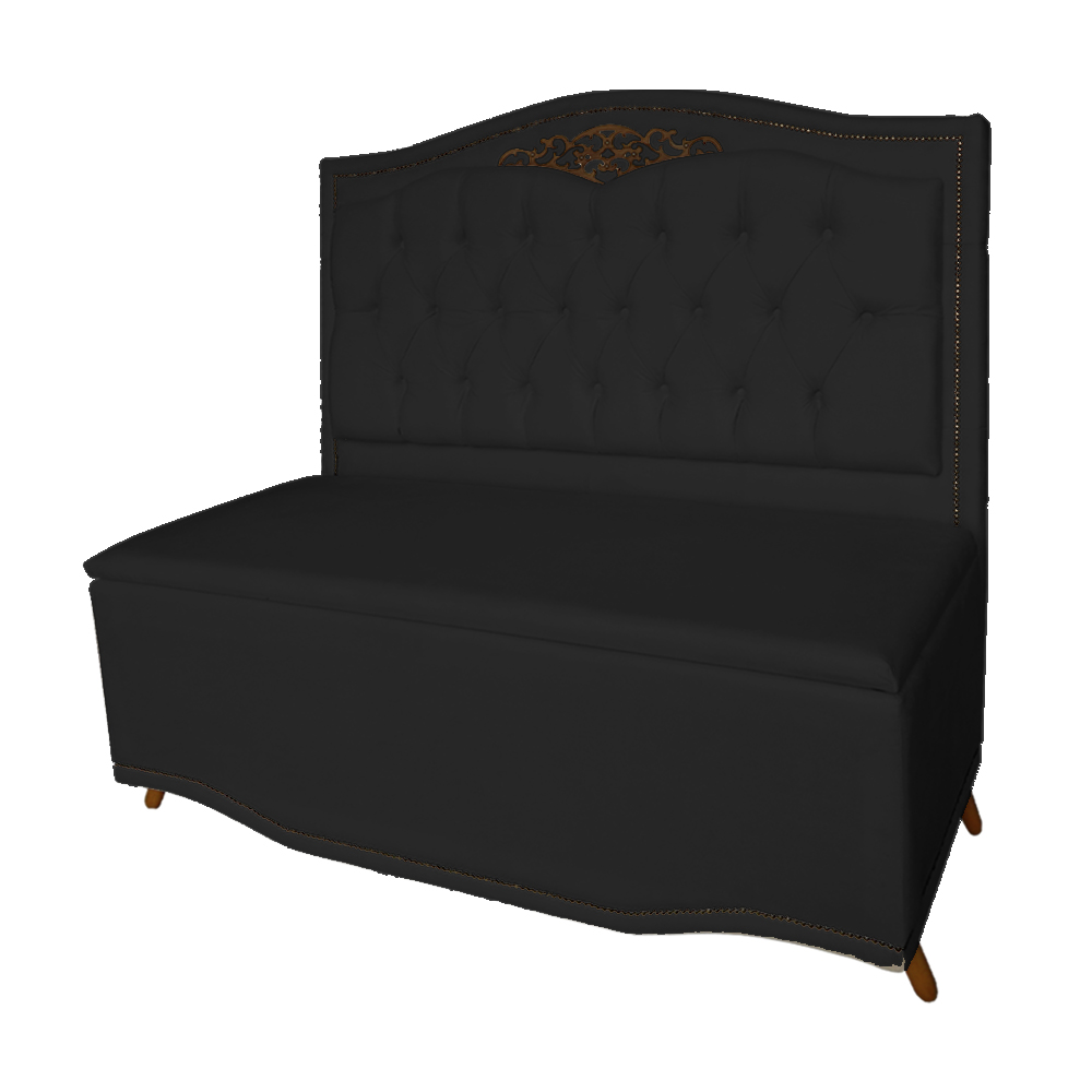 Cabeceira mais Calçadeira Casal Queen 160cm Para Cama Box Greta Suede Preto - DS Estofados