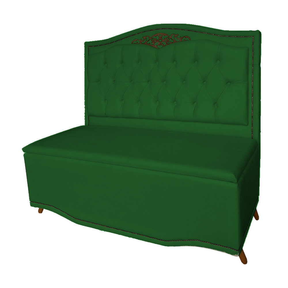 Cabeceira mais Calçadeira Casal Queen 160cm Para Cama Box Greta Suede Verde - DS Estofados