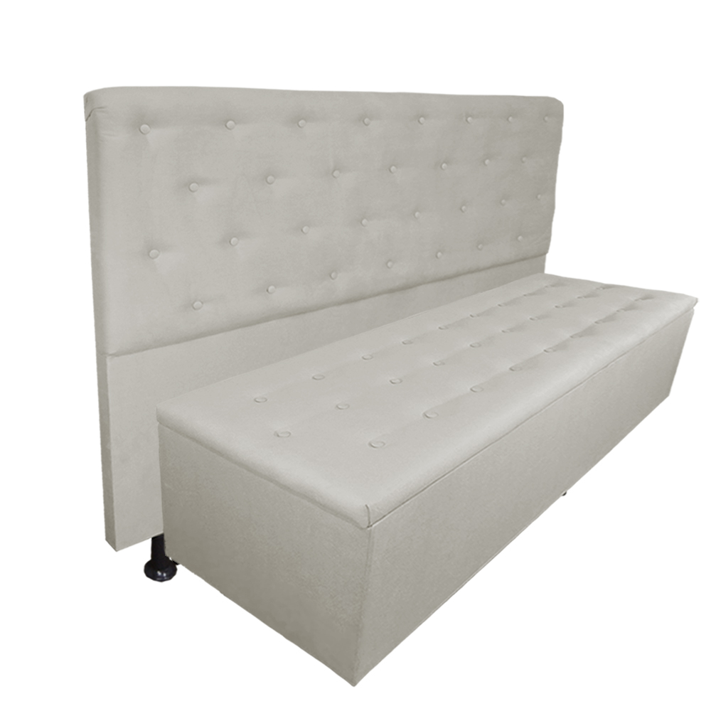 Cabeceira mais Calçadeira Casal Queen Juliana 160cm Para Cama Box Suede Bege - DS Estofados