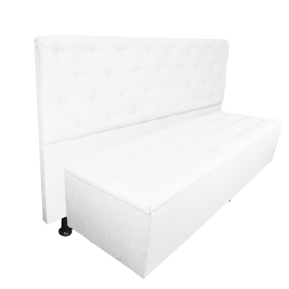 Cabeceira mais Calçadeira Casal Queen Juliana 160cm Para Cama Box Suede Branco - DS Estofados