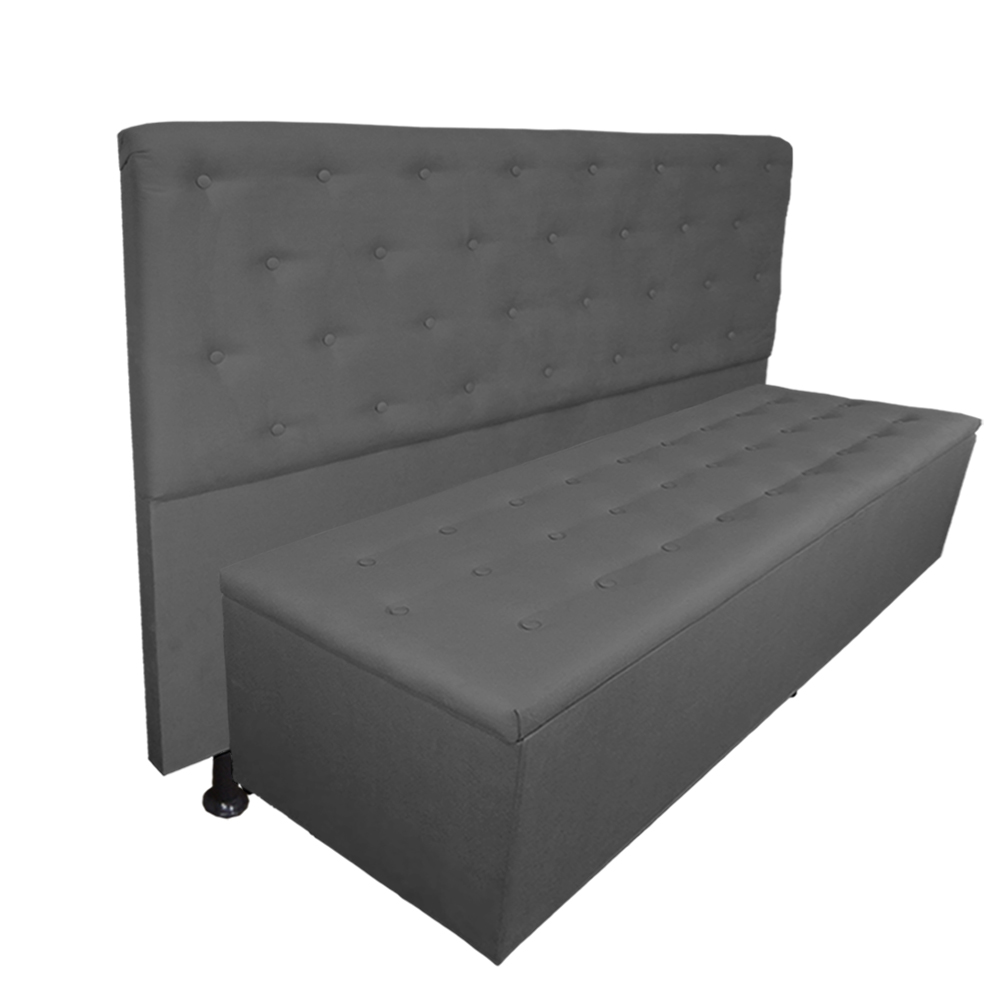 Cabeceira mais Calçadeira Casal Queen Juliana 160cm Para Cama Box Suede Cinza - DS Estofados