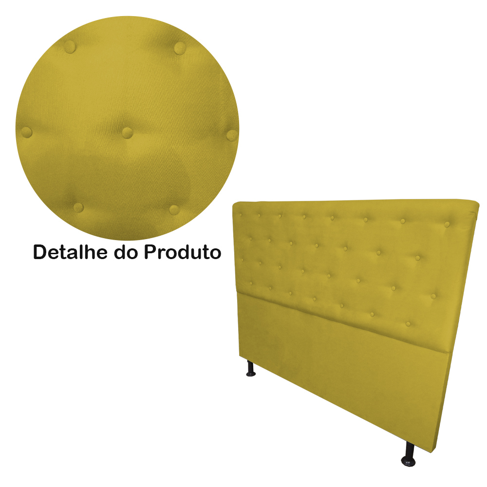 Cabeceira mais Calçadeira Casal Queen Juliana 160cm Para Cama Box Suede Mostarda - DS Estofados