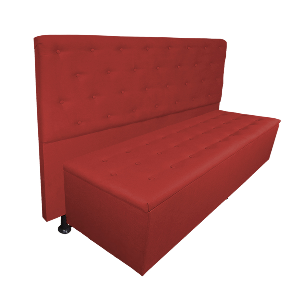 Cabeceira mais Calçadeira Casal Queen Juliana 160cm Para Cama Box Suede Vermelho - DS Estofados