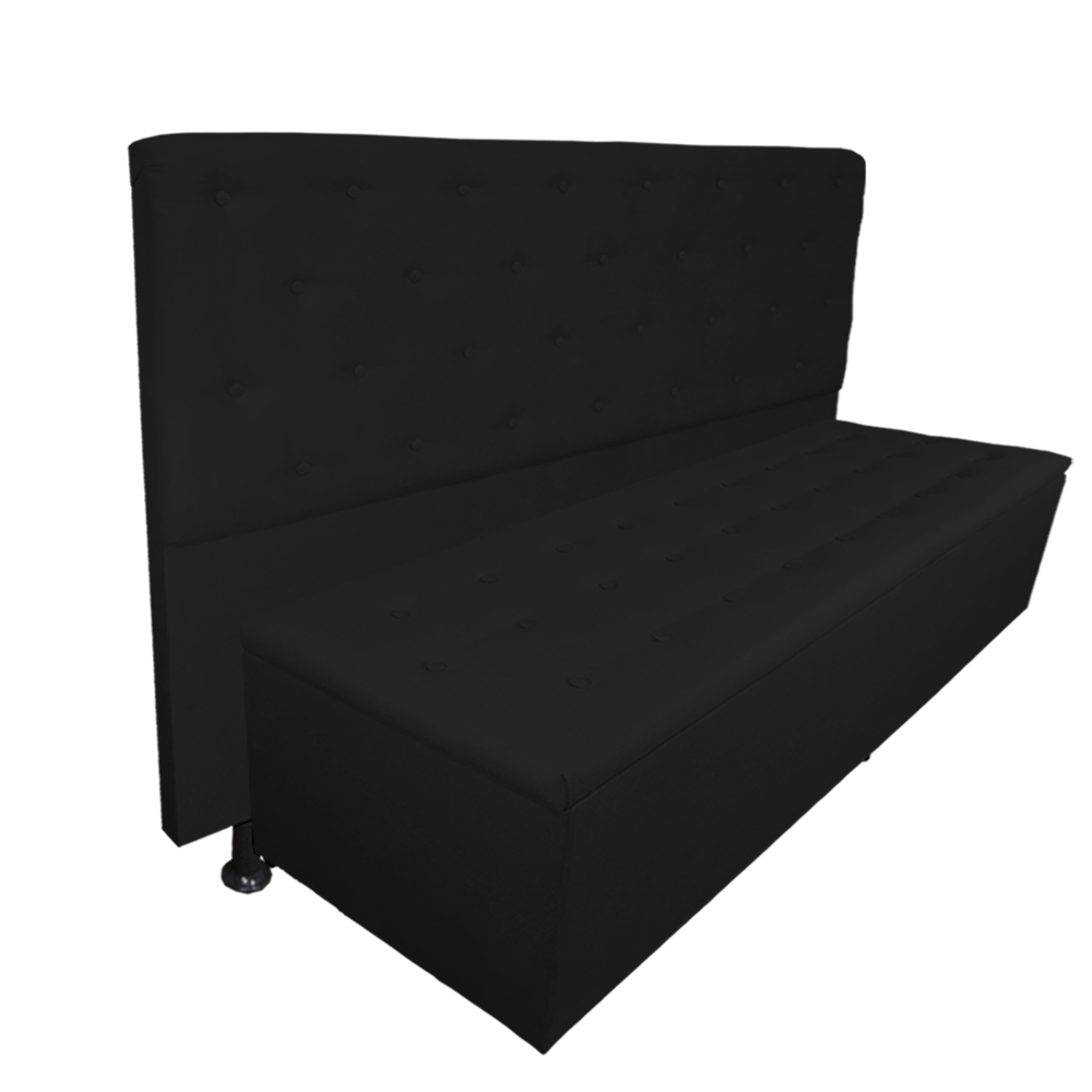 Cabeceira mais Calçadeira Casal Super King Juliana 195cm Para Cama Box Suede Preto - DS Estofados