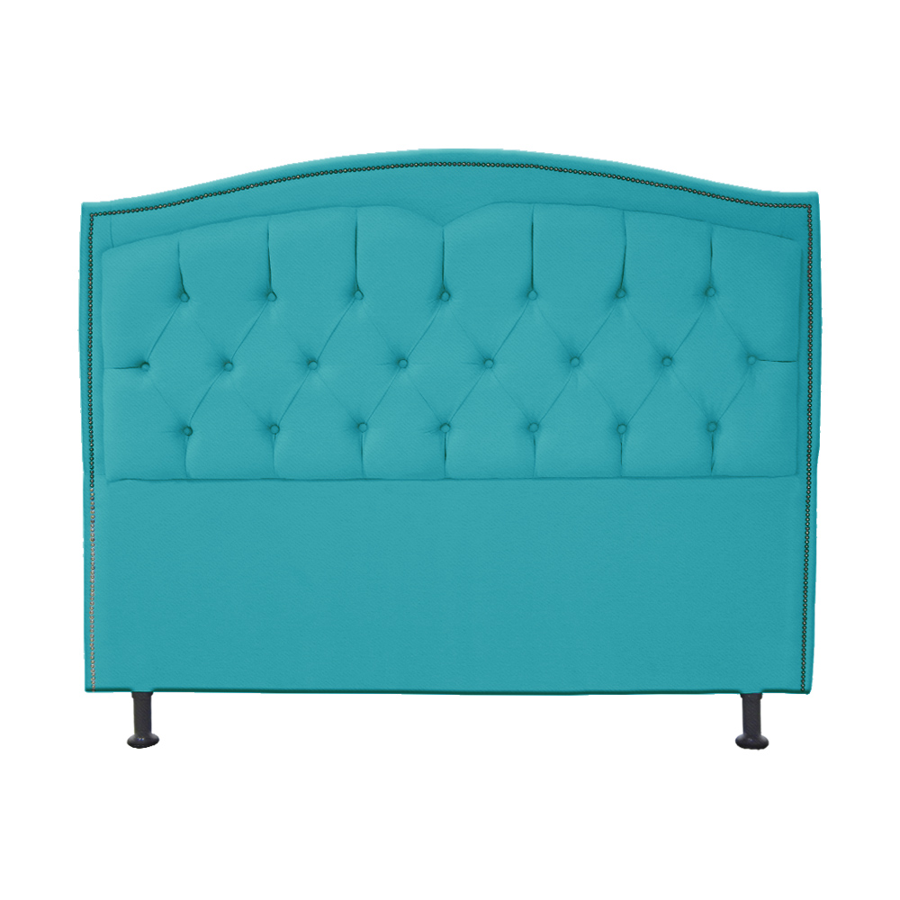 Cabeceira mais Calçadeira Solteiro 90cm Para Cama Box Diana Suede Azul Turquesa - Dellas Store