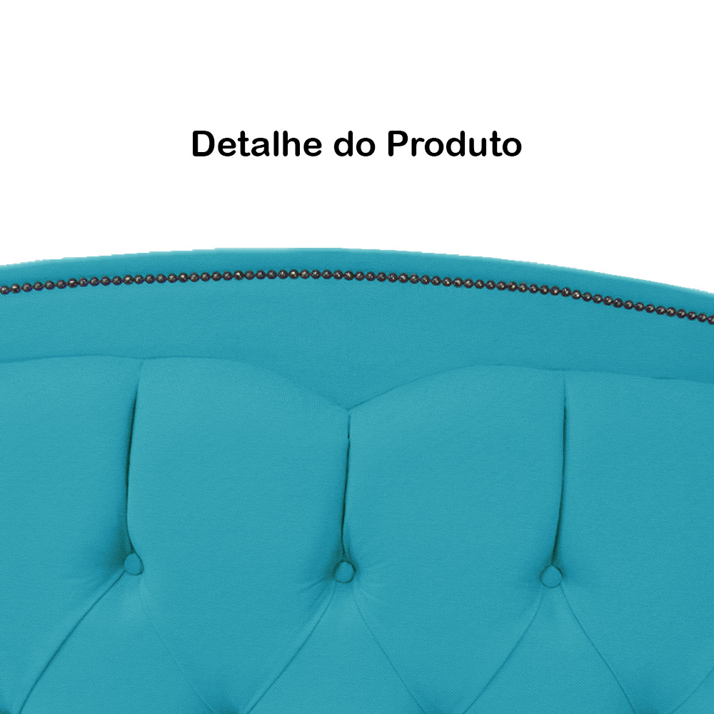 Cabeceira mais Calçadeira Solteiro 90cm Para Cama Box Diana Suede Azul Turquesa - Dellas Store
