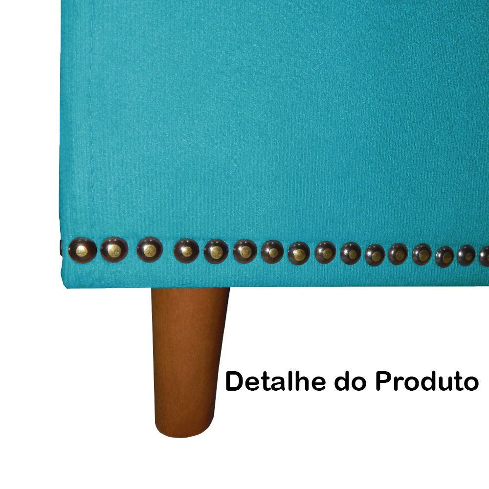Cabeceira mais Calçadeira Solteiro 90cm Para Cama Box Diana Suede Azul Turquesa - Dellas Store