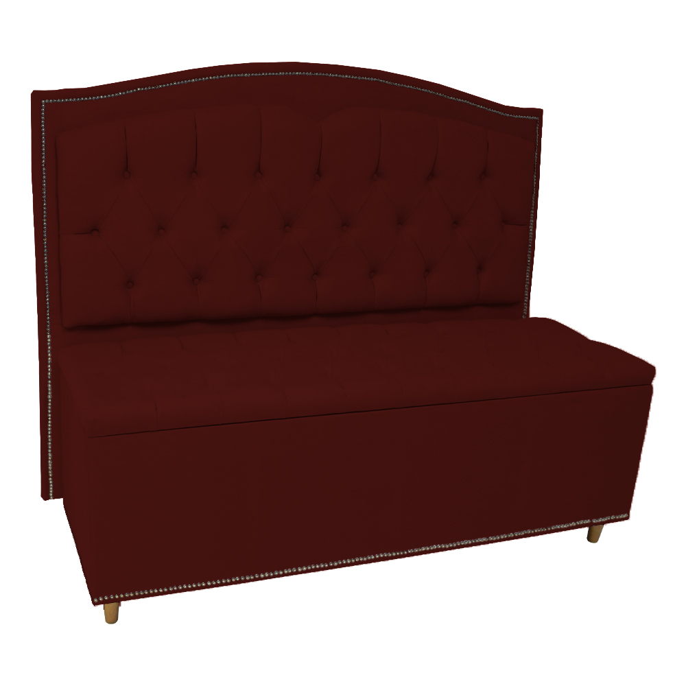 Cabeceira mais Calçadeira Solteiro 90cm Para Cama Box Diana Suede Bordô - Dellas Store