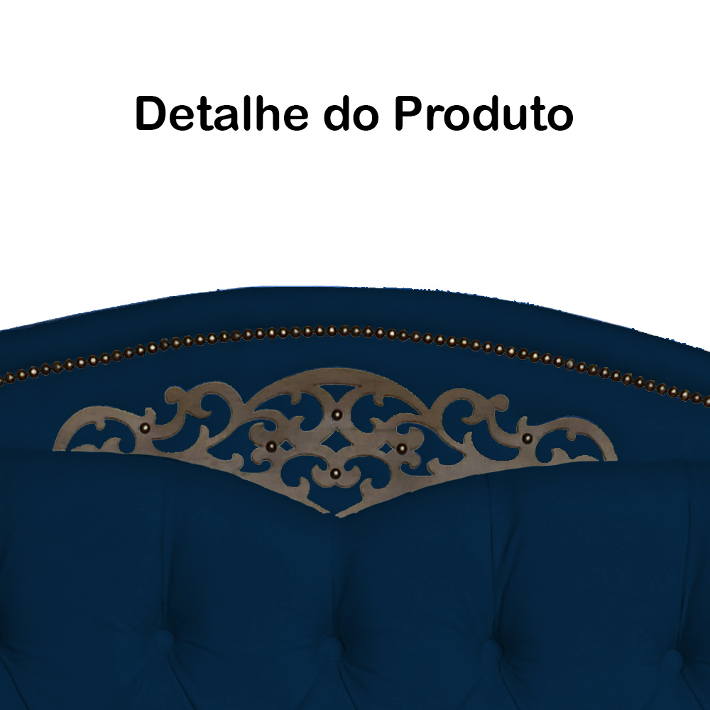 Cabeceira mais Calçadeira Solteiro 90cm Para Cama Box Greta Suede Azul Marinho - DS Estofados