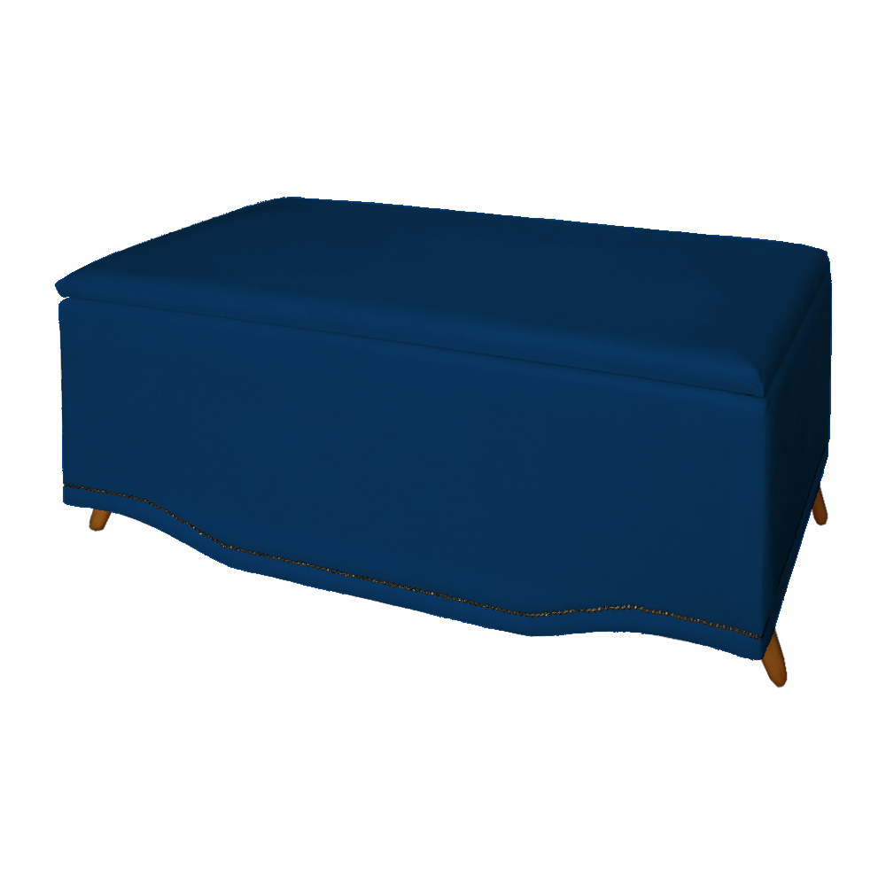 Cabeceira mais Calçadeira Solteiro 90cm Para Cama Box Greta Suede Azul Marinho - DS Estofados