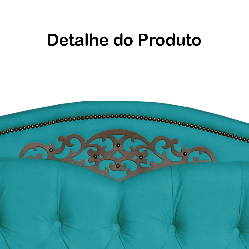 Cabeceira mais Calçadeira Solteiro 90cm Para Cama Box Greta Suede Azul Turquesa - DS Estofados