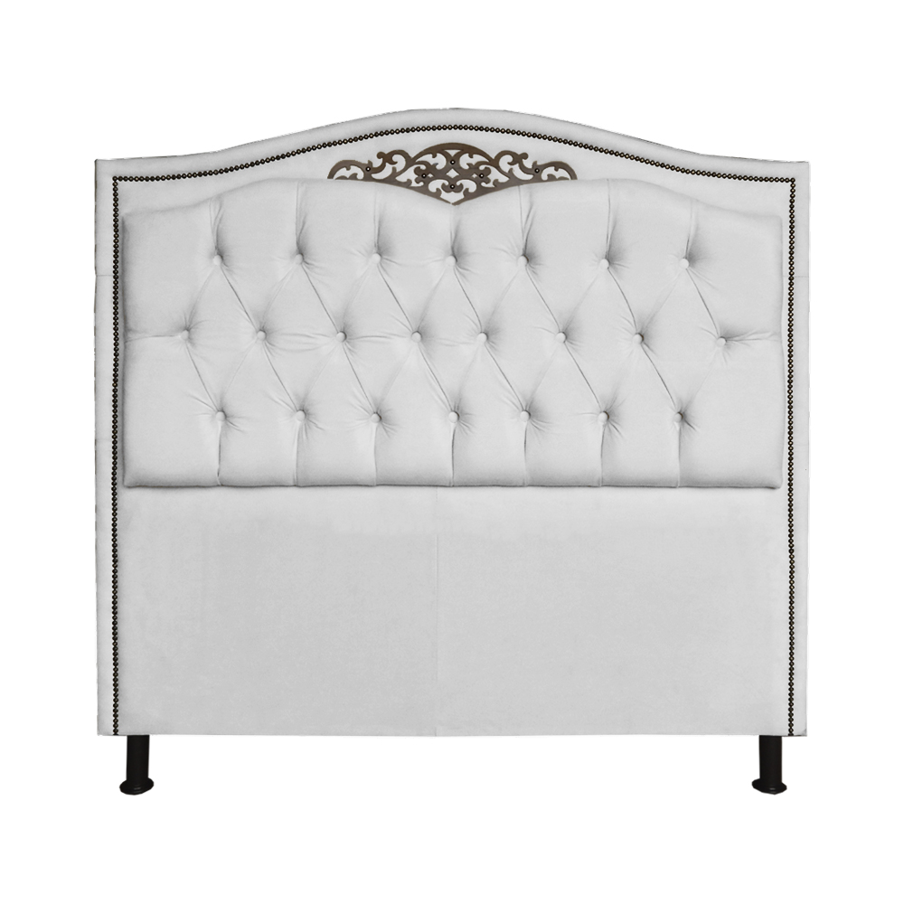 Cabeceira mais Calçadeira Solteiro 90cm Para Cama Box Greta Suede Branco - DS Estofados