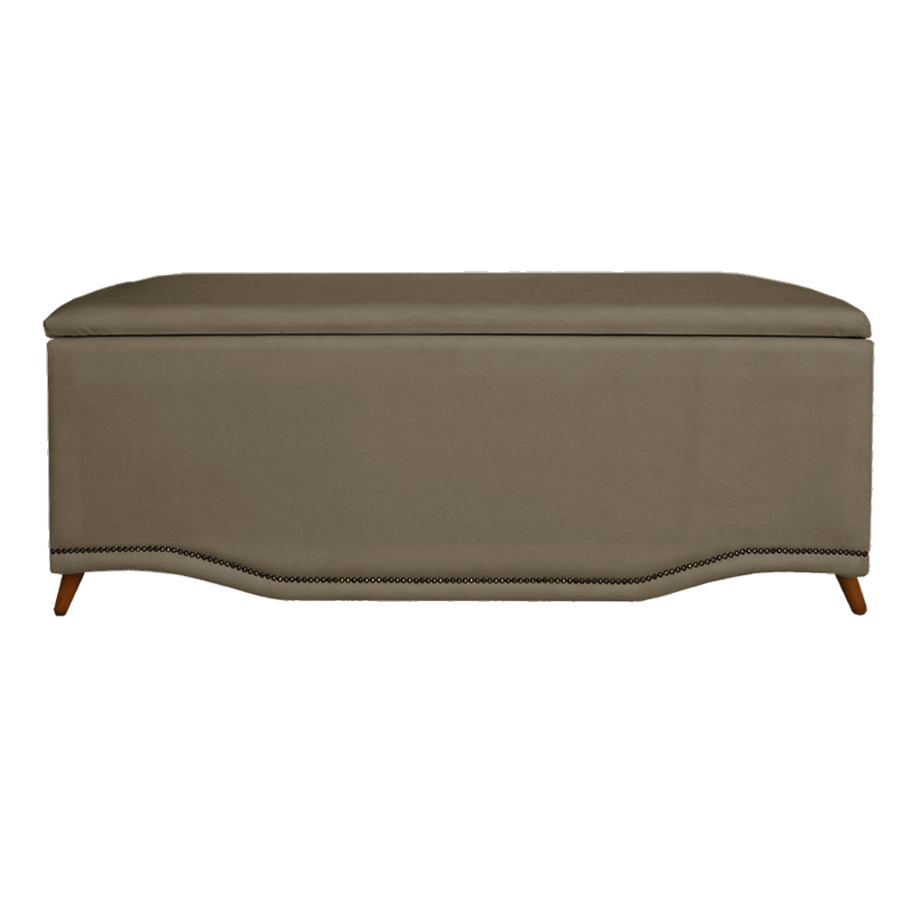 Cabeceira mais Calçadeira Solteiro 90cm Para Cama Box Greta Suede Capuccino - DS Estofados