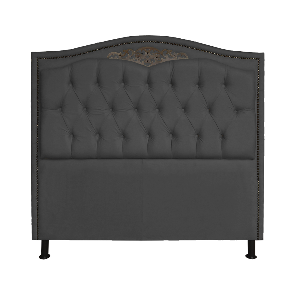Cabeceira mais Calçadeira Solteiro 90cm Para Cama Box Greta Suede Cinza - DS Estofados