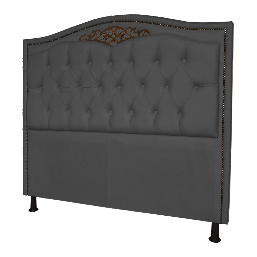 Cabeceira mais Calçadeira Solteiro 90cm Para Cama Box Greta Suede Cinza - DS Estofados