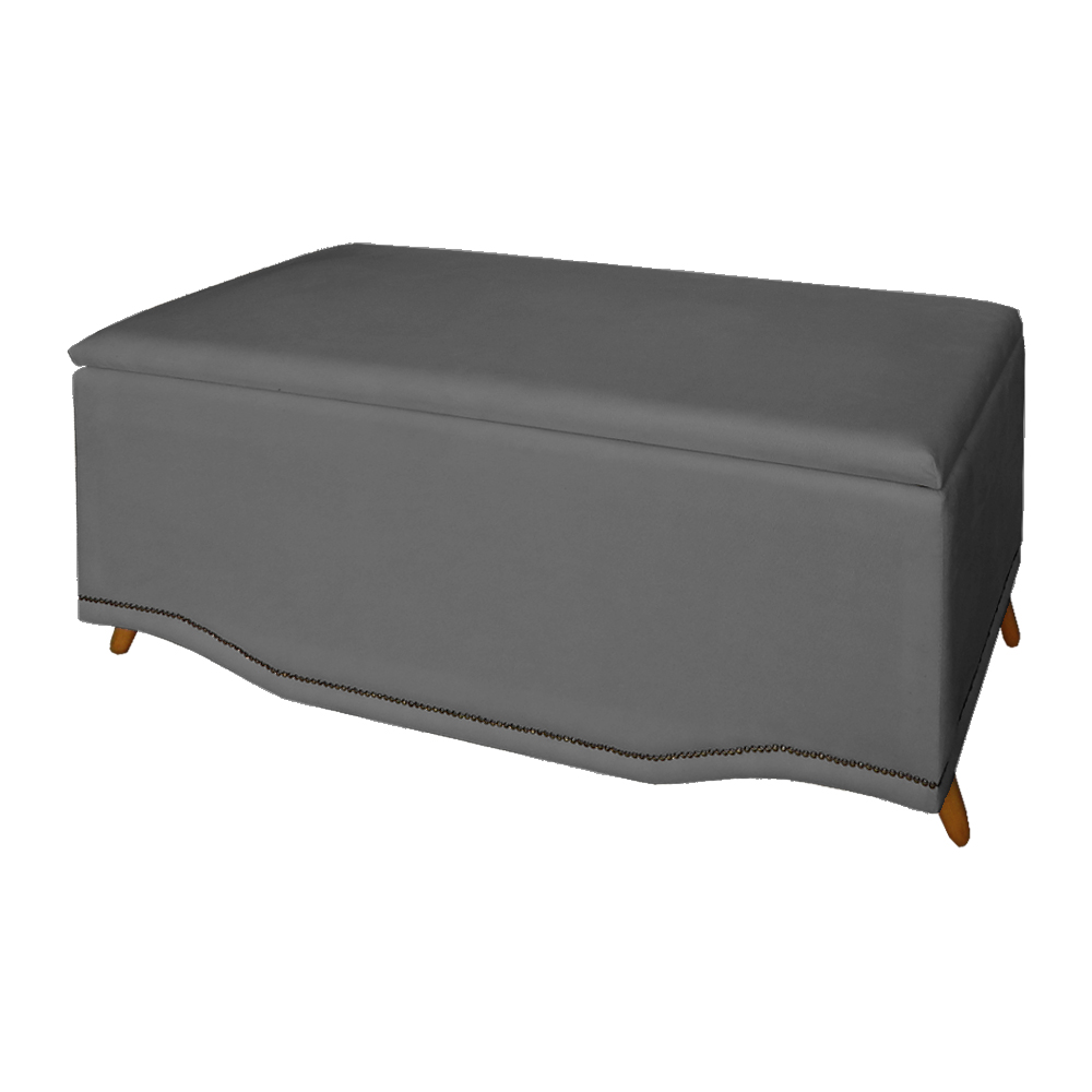 Cabeceira mais Calçadeira Solteiro 90cm Para Cama Box Greta Suede Cinza - DS Estofados