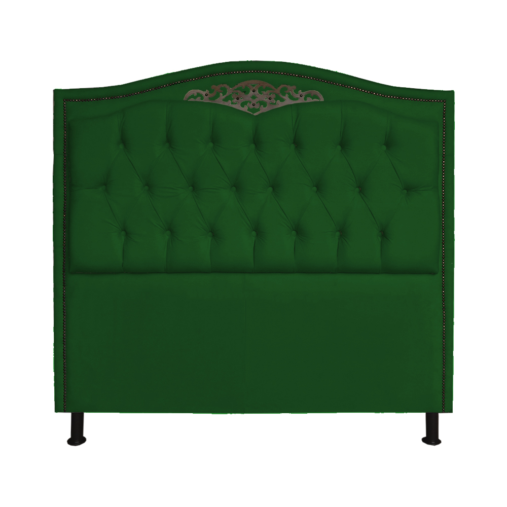 Cabeceira mais Calçadeira Solteiro 90cm Para Cama Box Greta Suede Verde - DS Estofados