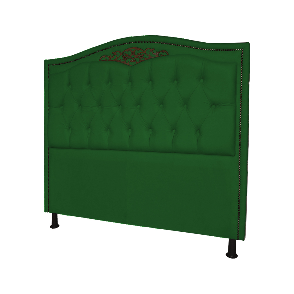 Cabeceira mais Calçadeira Solteiro 90cm Para Cama Box Greta Suede Verde - DS Estofados