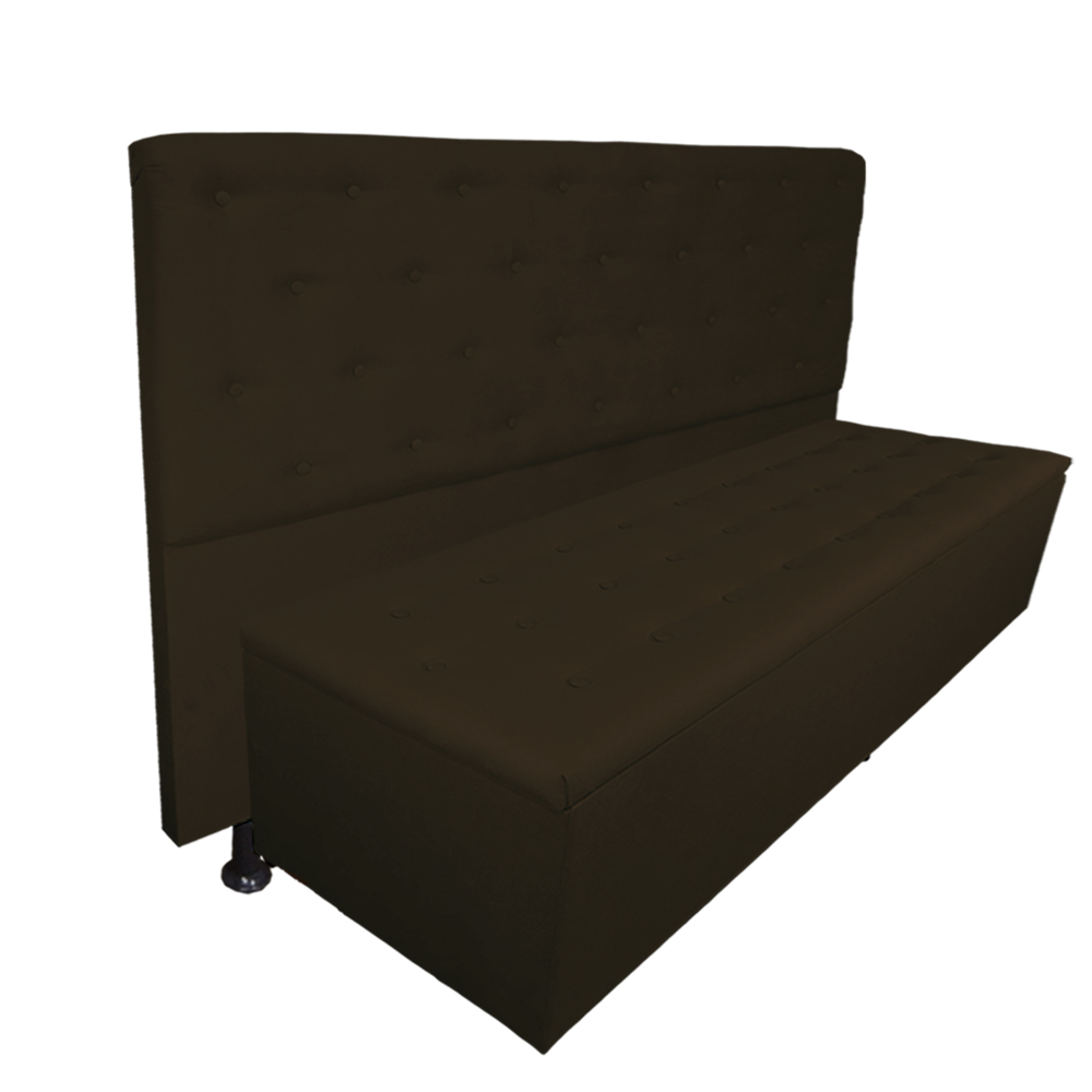 Cabeceira mais Calçadeira Solteiro Juliana 90cm Para Cama Box Suede Marrom - DS Estofados