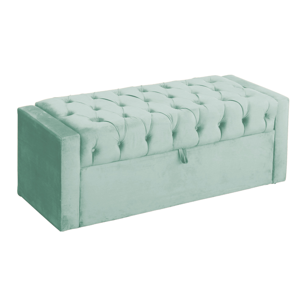 Calçadeira Báu Emma Casal Queen Veludo Luxo Acqua - DS Estofados