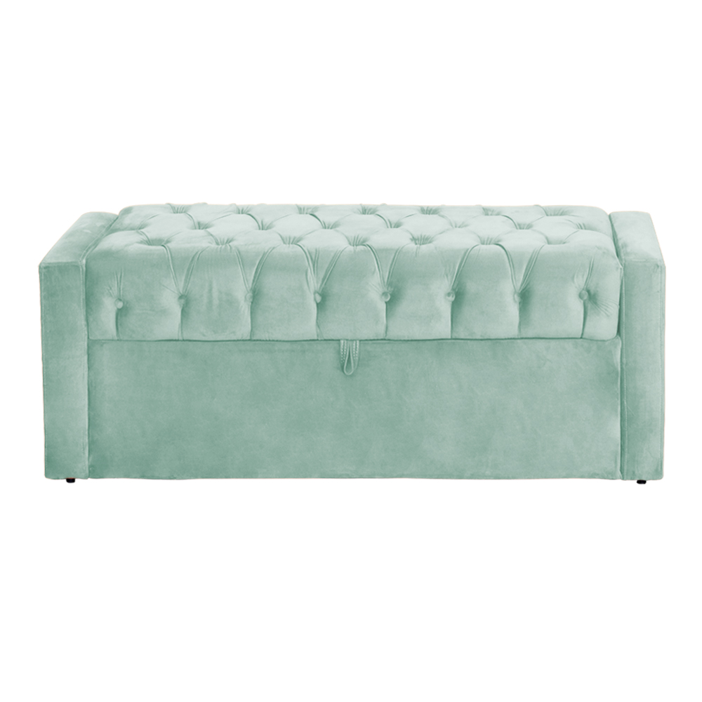 Calçadeira Báu Emma Casal Queen Veludo Luxo Acqua - DS Estofados