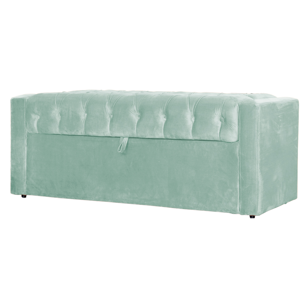 Calçadeira Báu Emma Casal Queen Veludo Luxo Acqua - DS Estofados